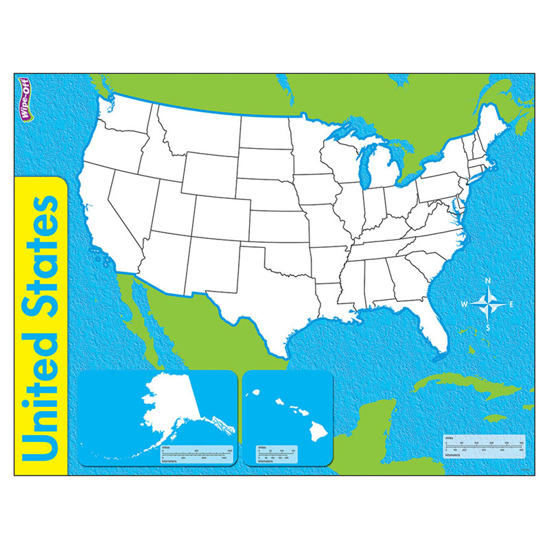 T-27301-6 The United States Wipe Off Map - 17 X 22 In. - 6 Each