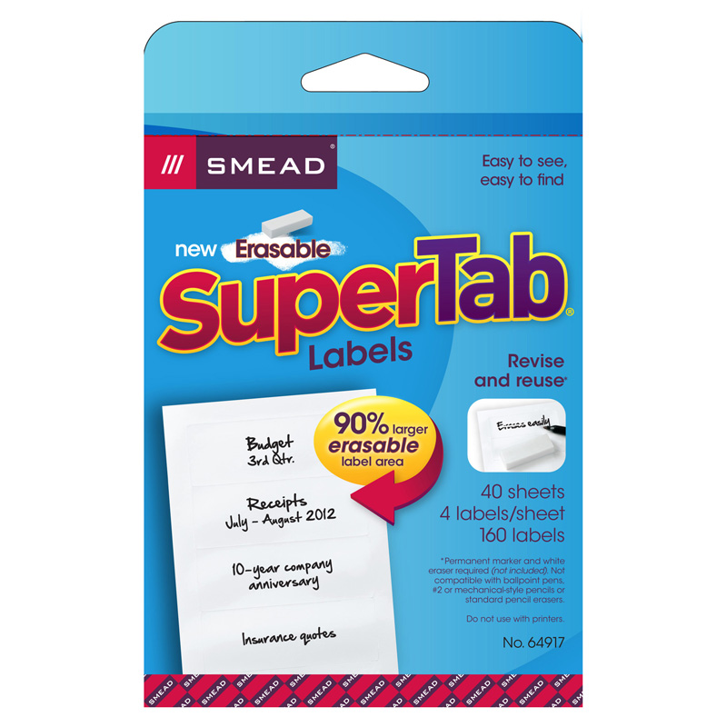 Smead Manufacturing Smd64917-2 Erasable Supertab File Folder Labels - 160 Count - Pack Of 2