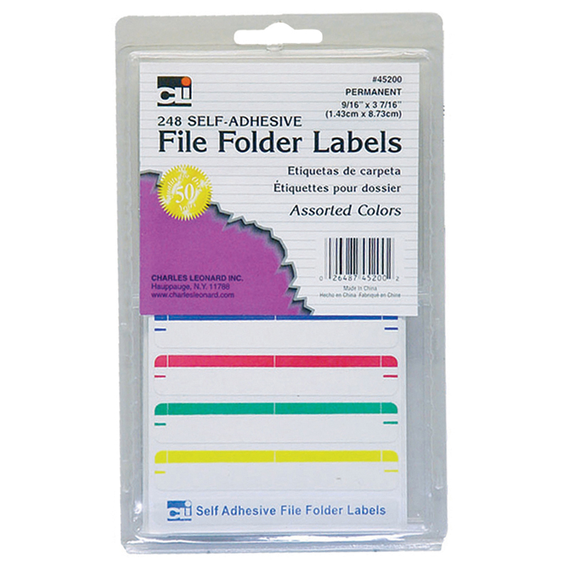 Charles Leonard Chl45200-12 File Folder Labels, Assorted - Pack Of 12