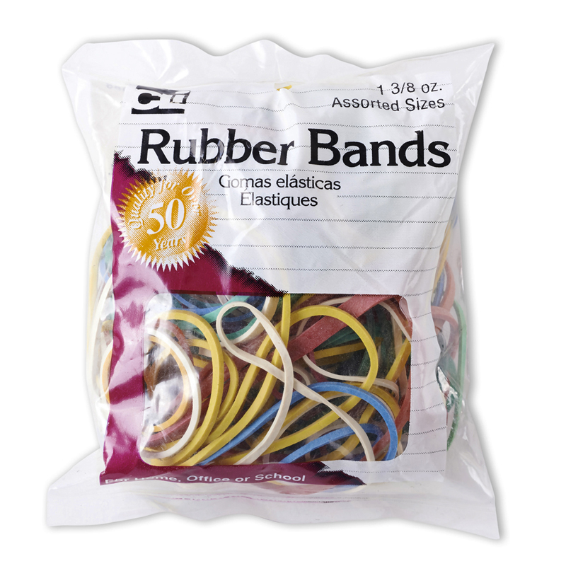 Charles Leonard Chl56385-12 Rubber Bands, Assorted Color - 1.375 Oz Bag - Pack Of 12