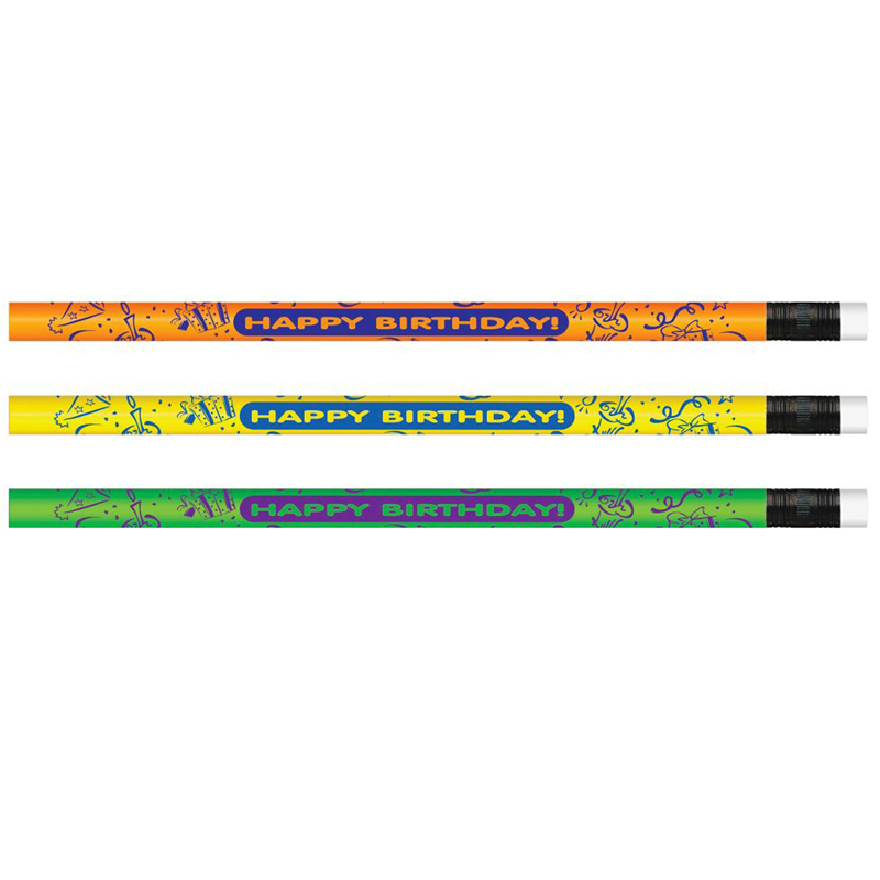 Jrm7917b-12 Pencils Neon Happy Birthday - 12 Per Pack - 12 Dozan