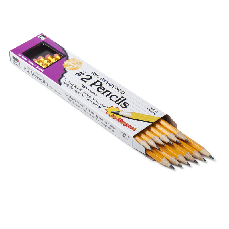 Charles Leonard Chl65512-12 Pencil No. 2 Lead Pre-sharpened With Eraser, Yellow - 12 Dazon