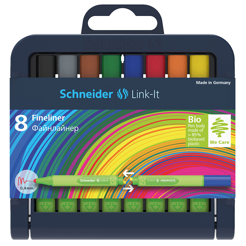 Stw191298-2 0.4 Mm Linkit Fine Liner Pen 8 Colors Schneider - Pack Of 2