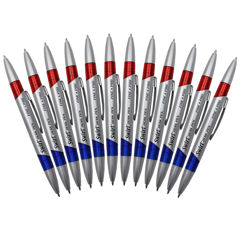 Jrmp80-2 Moon Swirl Desk Pens, Red & Blue - 12 Per Pack - 2 Dozan