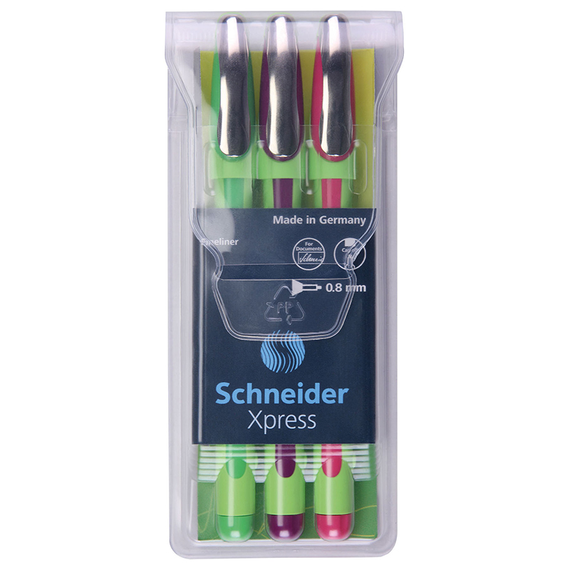 Stw190095-3 Schneider Xpress Fineliner Pens, Assorted - 3 Per Pack - Pack Of 3