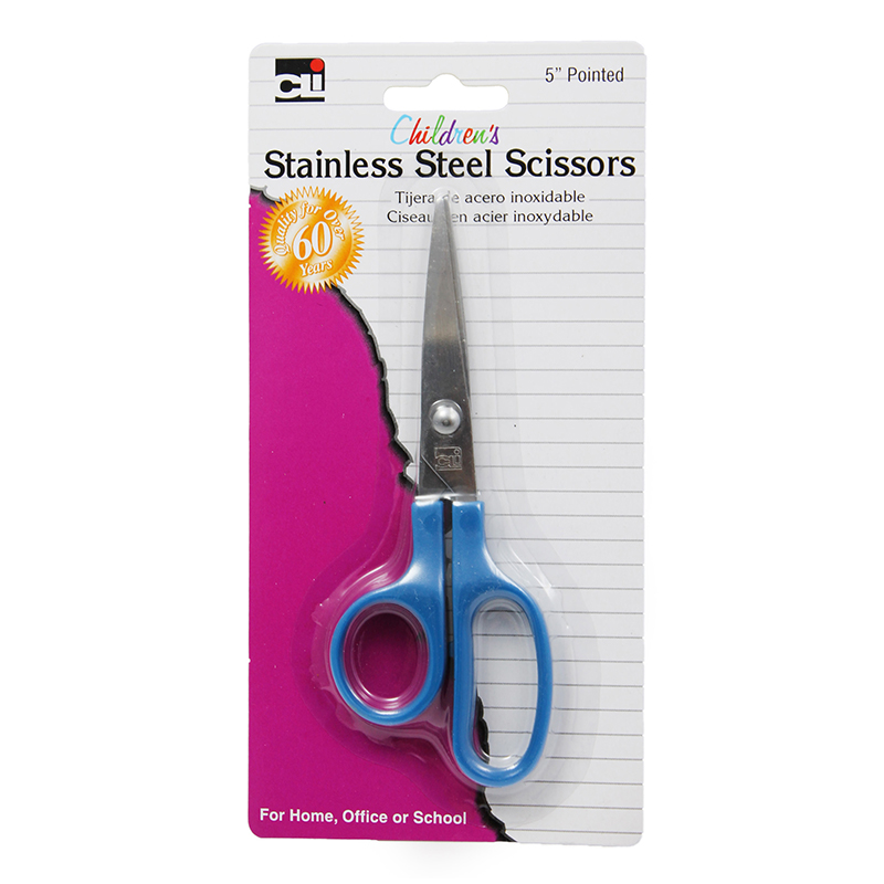 Charles Leonard Chl80505-24 Scissors Childrens 5 In. Pointed Stainless Steel, Assorted Color - 24 Each