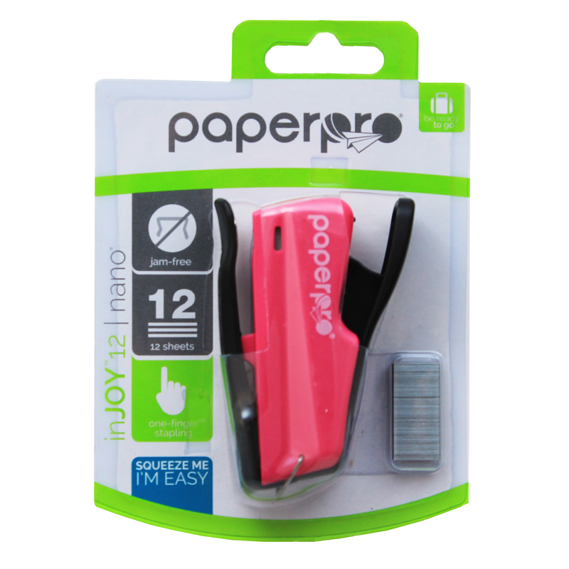Ppr1813-3 Paperpro Nano Miniature Stapler, Translucent Pink - 3 Each
