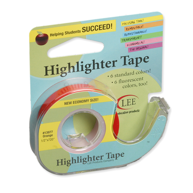 Lee13977-6 Removable Highlighter Tape, Orange - 6 Roll