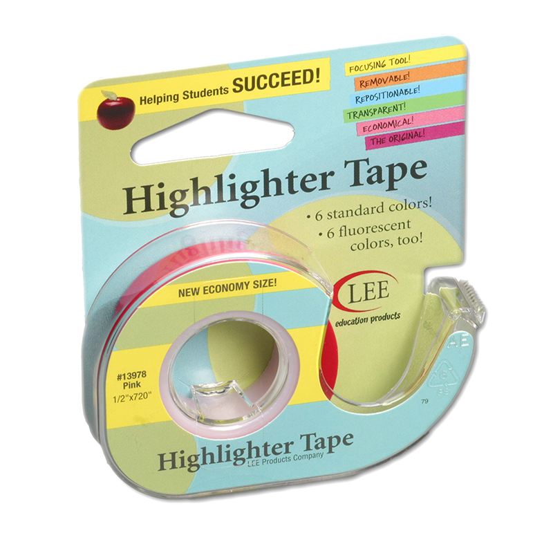 Lee13978-6 Removable Highlighter Tape, Pink - 6 Roll