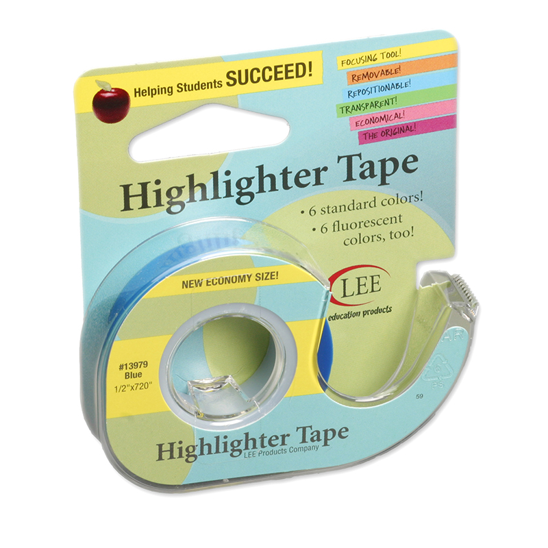 Lee13979-6 Removable Highlighter Tape, Blue - 6 Roll