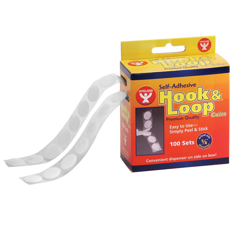 Hygloss Products Hyg45210-2 0.625 In. Hook & Loop Fastener Coins - 100 Per Set - Pack Of 2
