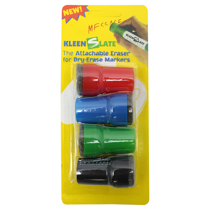 Kls0832-6 Attachable Erasers For Dry Erase For Large Barrel Marker Carded - 4 Per Pack - Pack Of 6