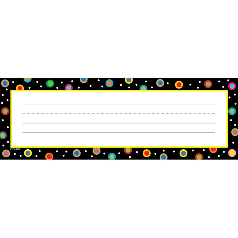 Ctp4499-6 Dots On Black Name Plates - Pack Of 6