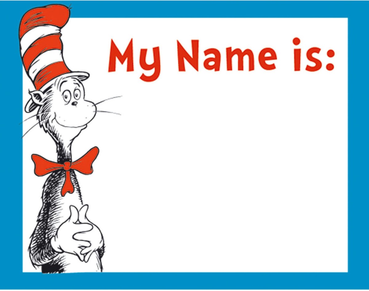 Eu-659750-6 Cat In The Hat Name Tags - Pack Of 6