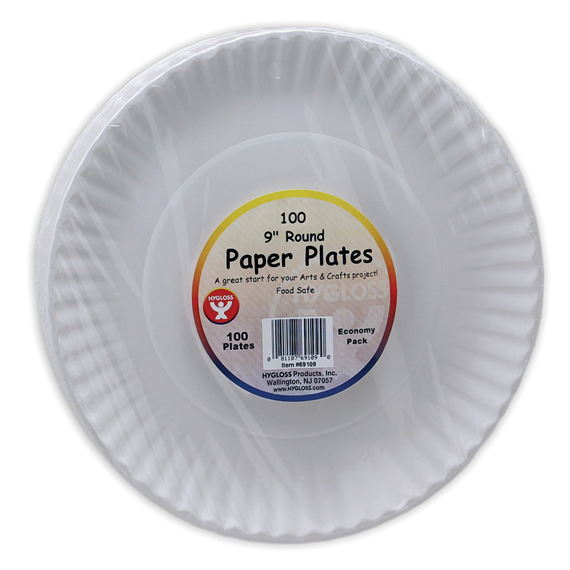 Hygloss Products Hyg69109-6 9 In. Paper Plates - 100 Per Pack - Pack Of 6