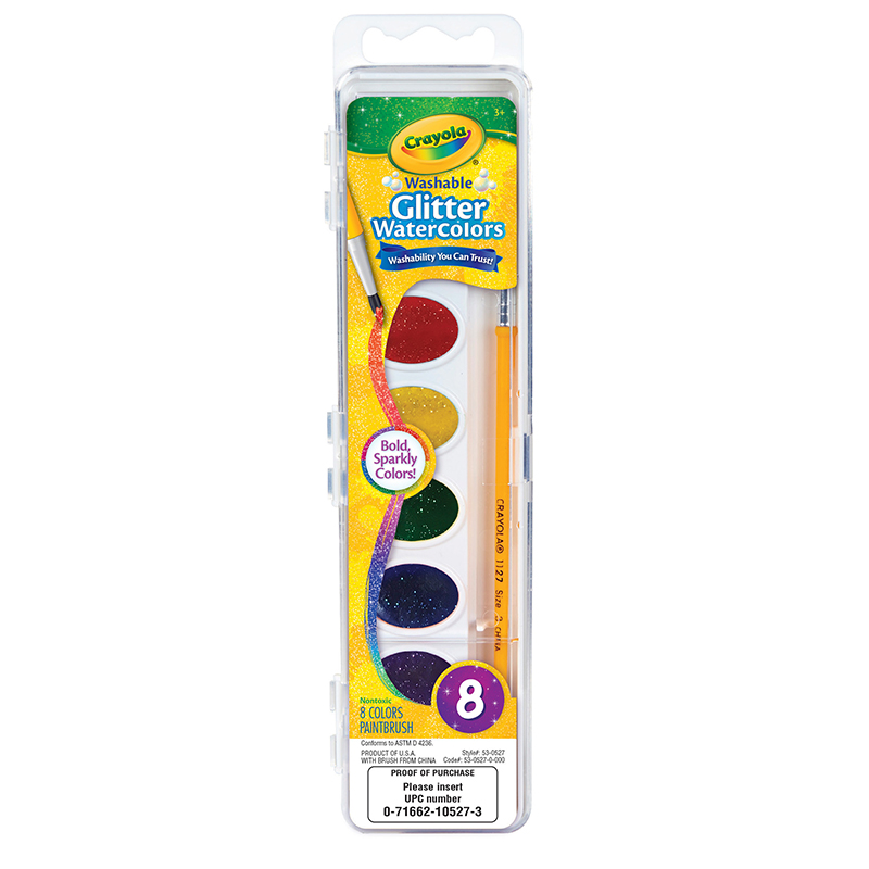 Crayola Bin530527-6 Wash Watercolor Glitter - 8 Per Pack - 6 Each