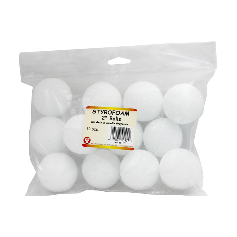 Hygloss Products Hyg51102-3 Styrofoam 2 In. Balls - 12 Per Pack - Pack Of 3