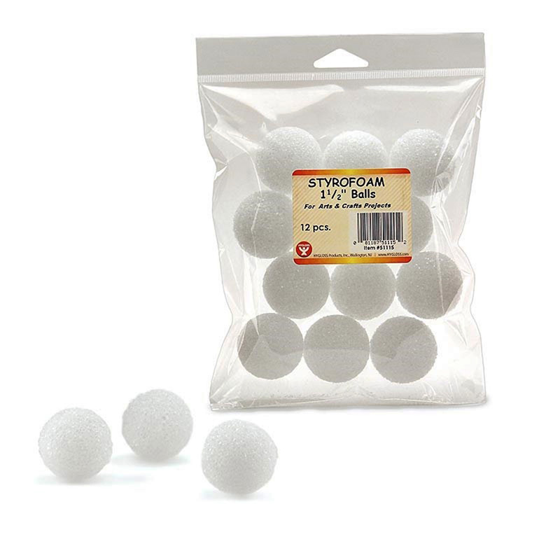Hygloss Products Hyg51115-6 Styrofoam 1.5 In. Balls - 12 Per Pack - Pack Of 6
