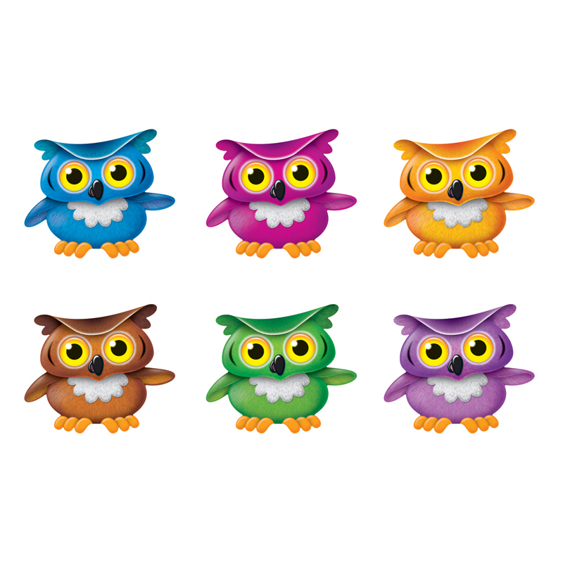 T-10875-6 Bright Owls Mini Accents Variety Pack Decorations - Pack Of 6