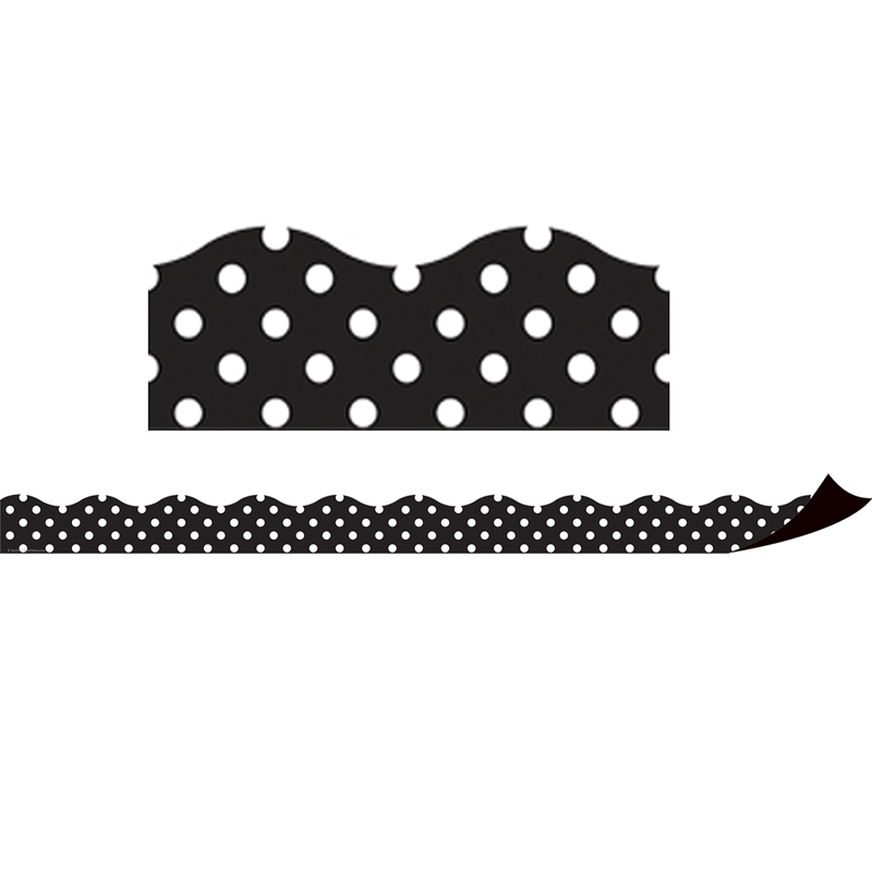 TCR77124-3 Magnetic Border - Black Polka Dots - Pack of 3