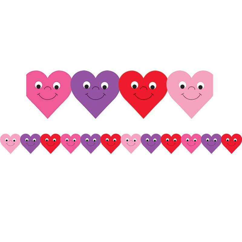 Hygloss Products Hyg33618-6 Happy Hearts Die Cut Classroom Border - 12 Per Pack - Pack Of 6