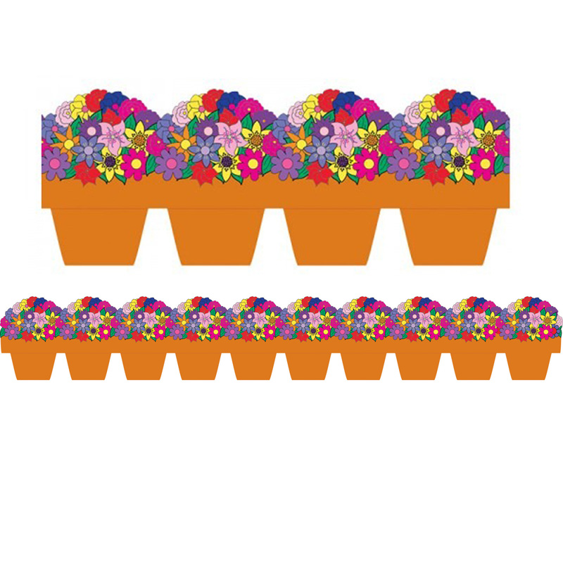 Hygloss Products Hyg33636-6 Flower Pot Die Cut Border - Pack Of 6