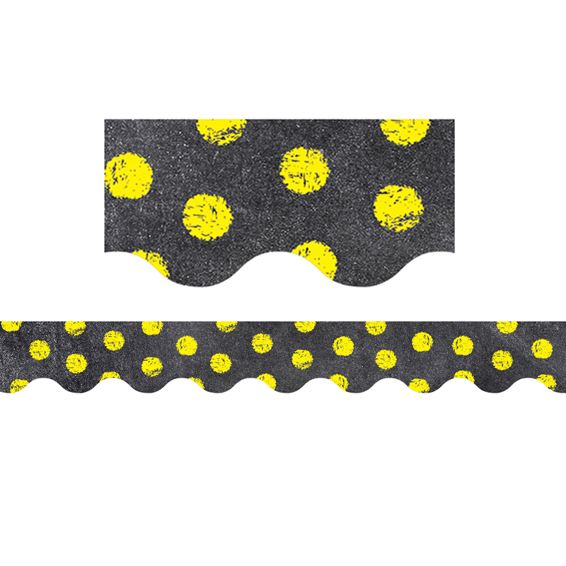 Ctp0218-6 Dots On Chalkboard Yellow Borders - Pack Of 6