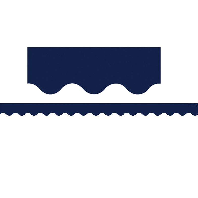 TCR5861-6 Navy Scalloped Border Trim - Pack of 6