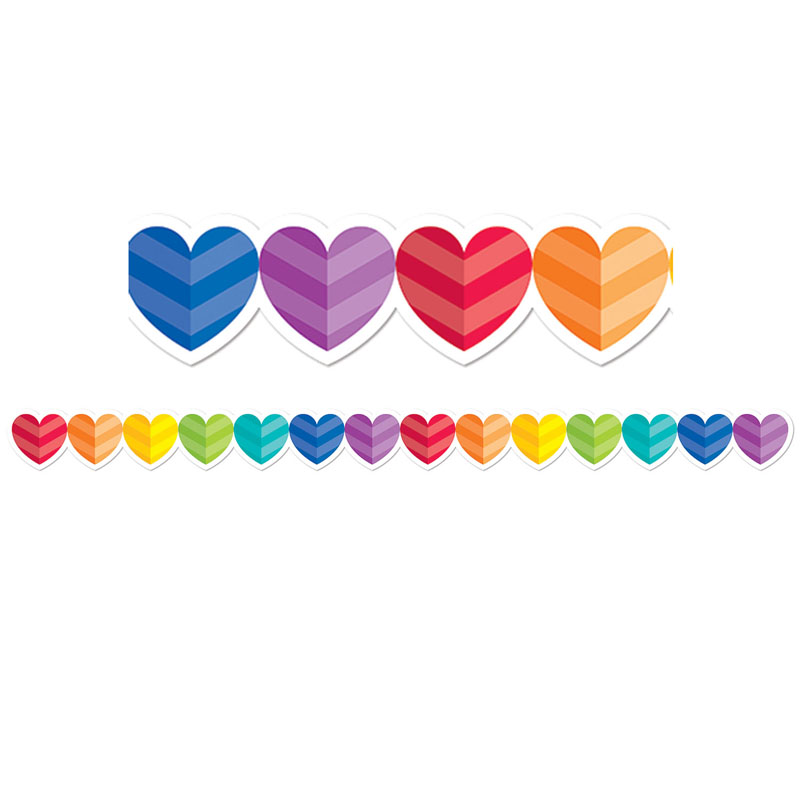 Ctp2678-6 Rainbow Hearts Border - Pack Of 6