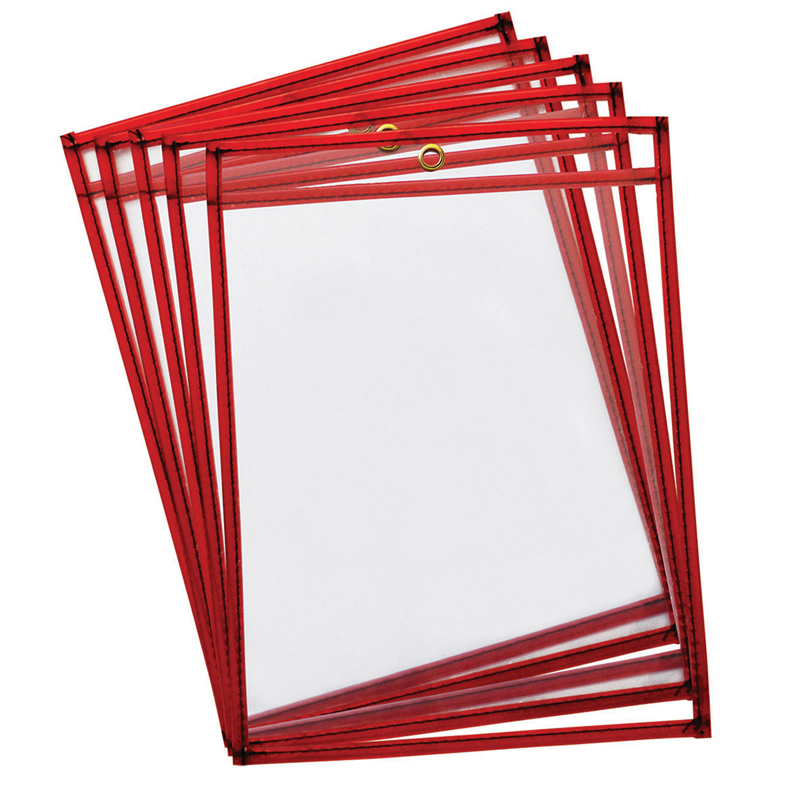 Pacon Ck-9895-2 Reusable Dry Erase Pockets, Fluorescent Red - 10 Per Pack - Pack Of 2
