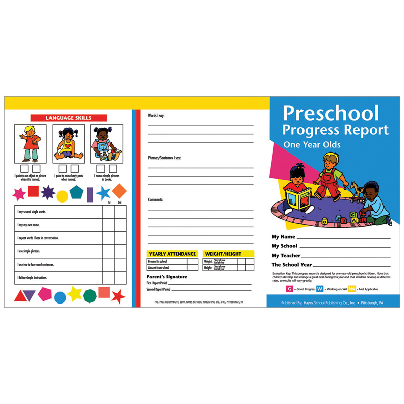 H-prc09-6 Hayes Preschool Progress Reports For 1 Year Olds - 10 Per Pack - Pack Of 6