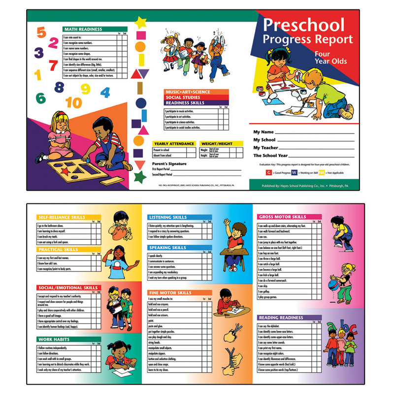 H-prc4-6 Hayes Preschool Progress Report For Age 4 - 10 Per Pack - Pack Of 6