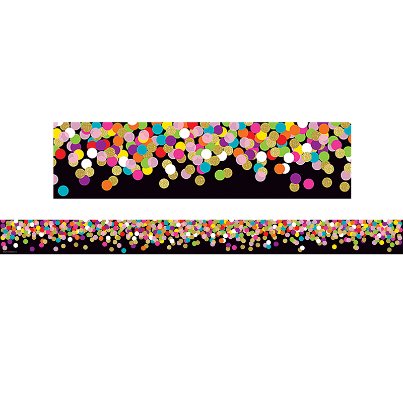 TCR8898-3 Colorful Confetti On Black Border Straight - Pack of 3