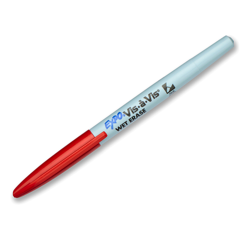 San16002-12 Marker Vis A Vis Fine Red Wet & Erase Permanent - 12 Each