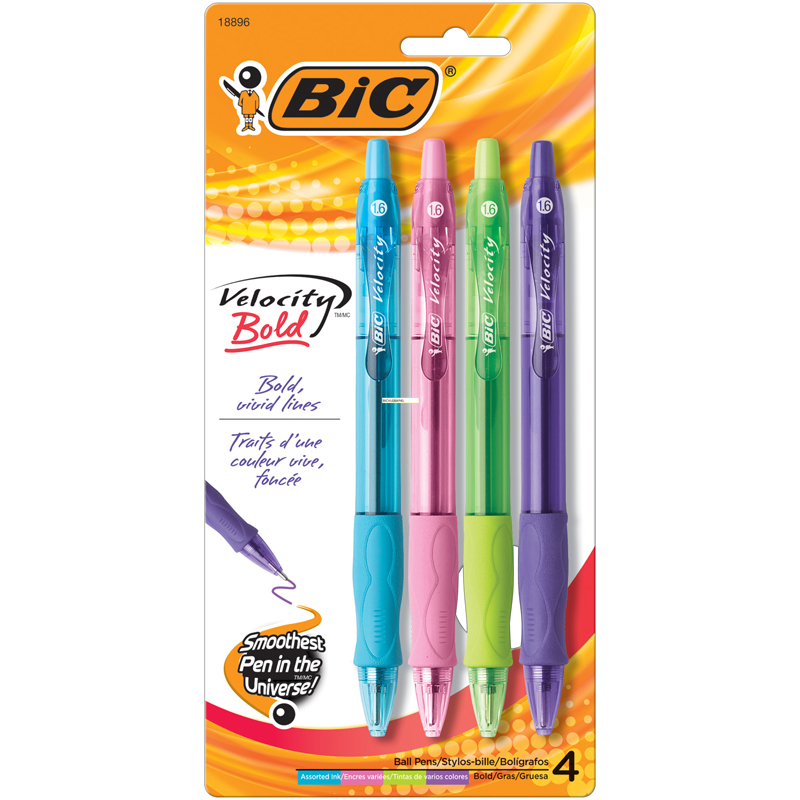 Usa Vlgbap41-6 Velocity Bold Ball Pens, Assorted - 4 Count - Pack Of 6