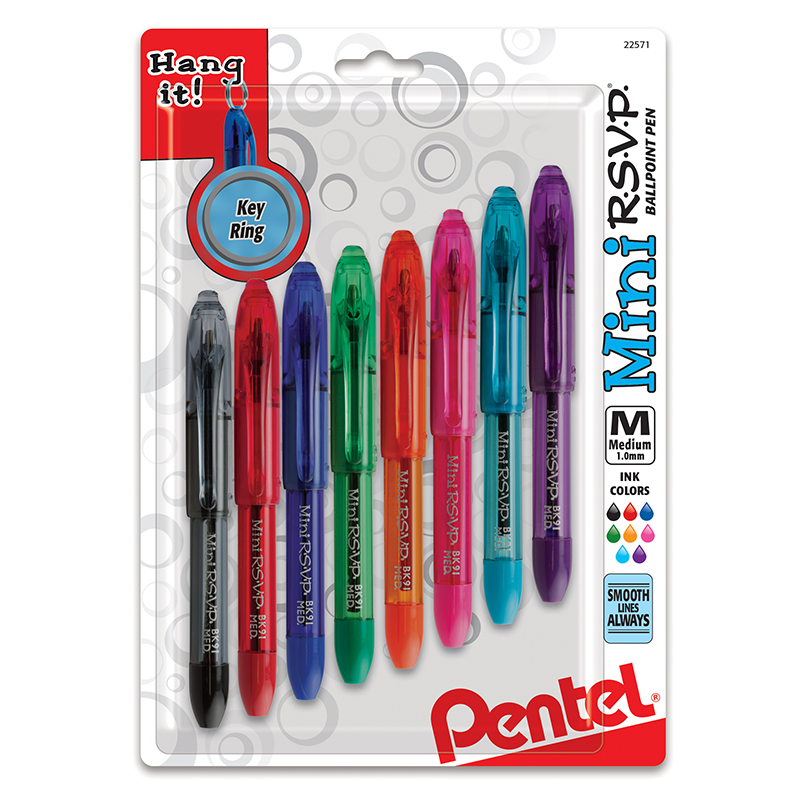 Of America Penbk91mnbp8m-2 Mini Rsvp Mini Ballpoint Pens - 8 Per Pack - Pack Of 2