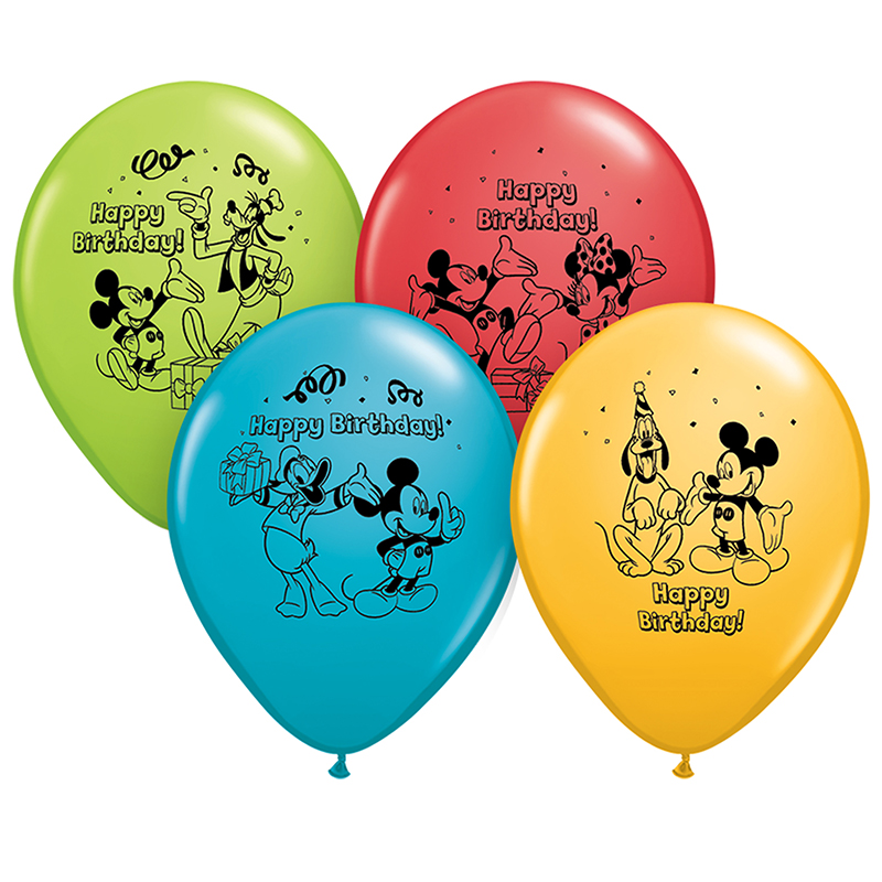 Pbn72419-6 12 In. Mickey Happy Bday Balloons - 6 Per Pack - Pack Of 6