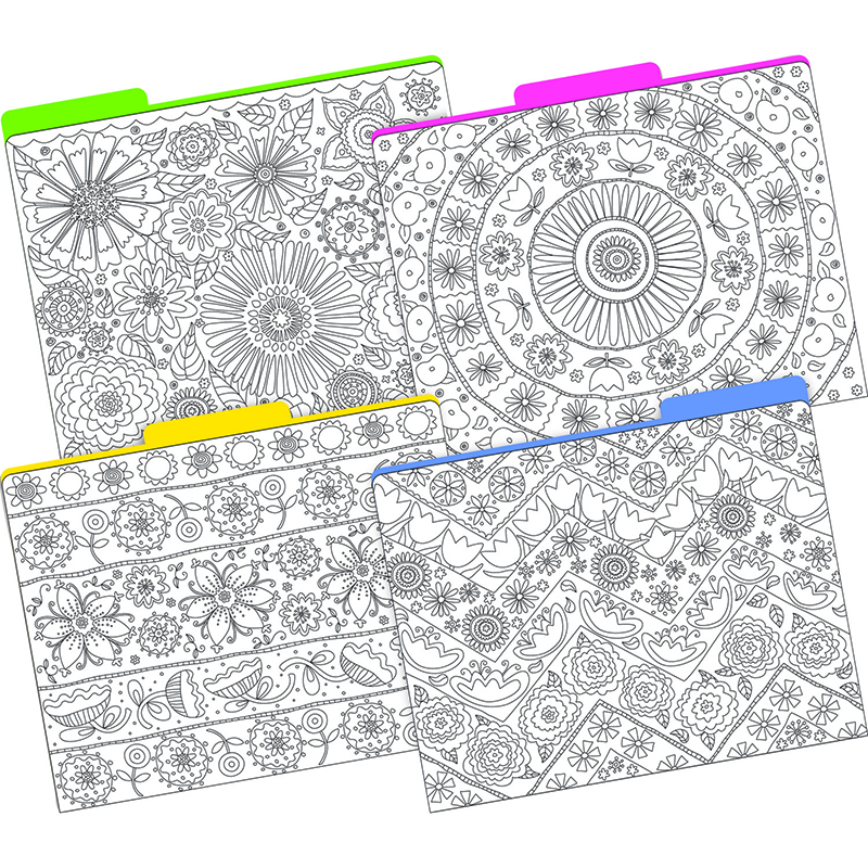 Bcp1343-2 Letter Size File Folders Color Me In My Garden Multidesign Set - Pack Of 2