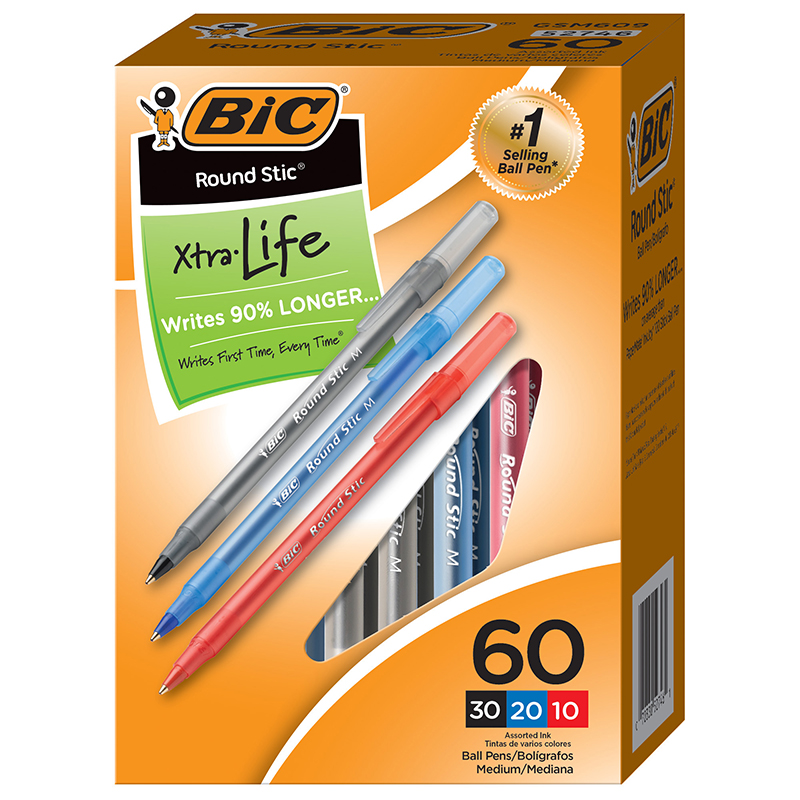 Usa Gsm609ast-2 Round Stic Xtra Life Pens - Box Of 60 - Box Of 2