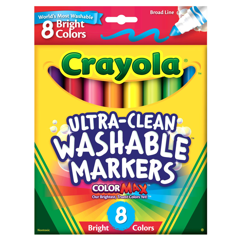 Crayola Bin587819-6 Washable Bright Colors Conical Tip - 8 Count - Box Of 6