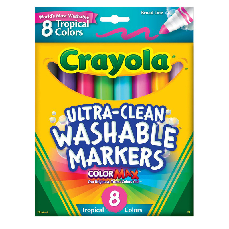 Crayola Bin7816-6 Washable Markers Tropical Colors Conical Tip - 8 Per Pack - Box Of 6