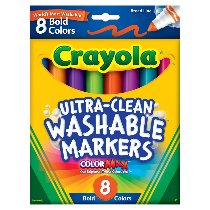 Crayola Bin7832-6 Washable Markers Bold Colors Conical Tip - Box Of 6