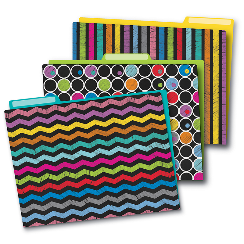 Carson Dellosa Cd-136006-3 Colorful Chalkboard Folders - Pack Of 3