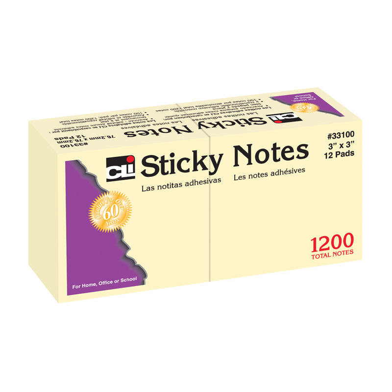 Charles Leonard Chl33100-3 Plain Sticky Notes - 3 X 3 In. - Pack Of 3