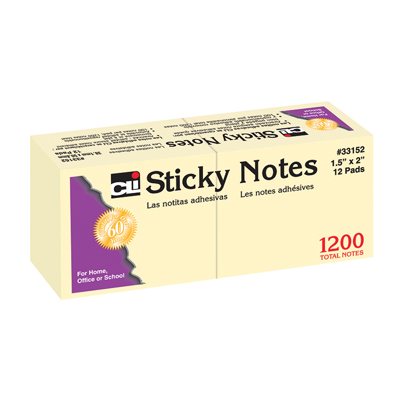 Charles Leonard Chl33152-12 Plain Sticky Notes - 1.5 X 2 In. - Pack Of 12