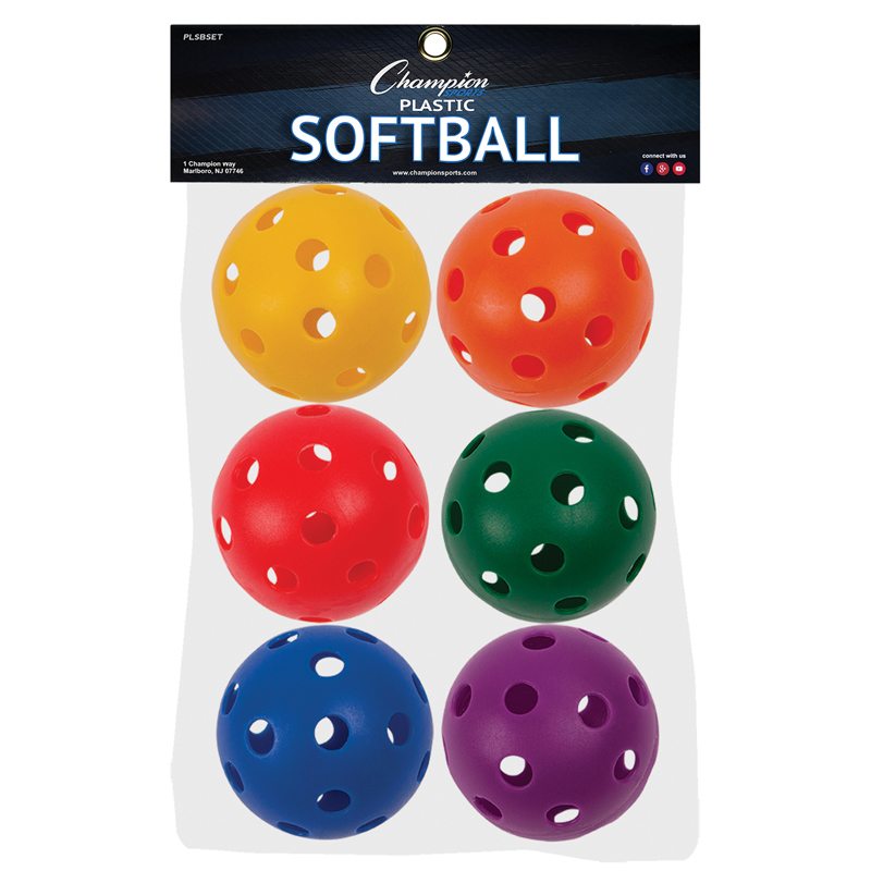 Chsplsbset-3 Plastic Balls Softball - 6 Per Set - Set Of 3