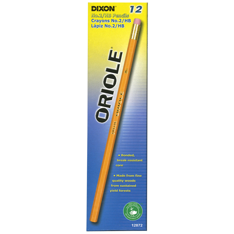 Dixon Ticonderoga Dix12872-6 Oriole Black Lead Pencil No 2 Unsharpened - 6 Dozan