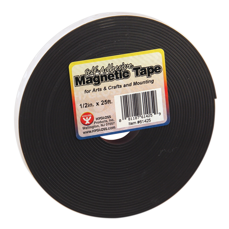 Hygloss Products Hyg61425-3 0.5 X 25 In. Magnetic Tape Self Adhesive - 3 Roll