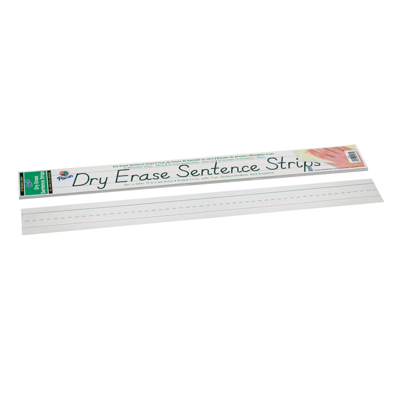 Pacon Pac5185-3 3 X 24 In. Dry Erase Sentence Strips, White - Pack Of 3