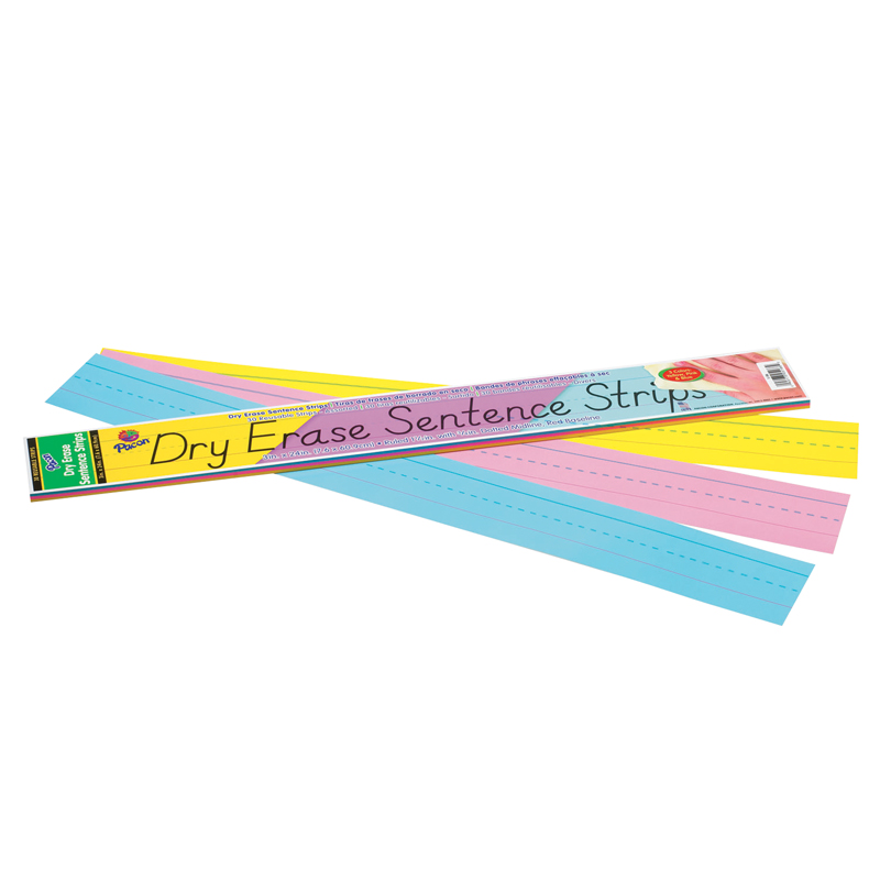 Pacon Pac5186-3 3 X 24 In. Dry Erase Sentence Strips, Assorted - Pack Of 3